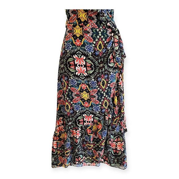 Rebecca Minkoff Jessica Ruffle Floral Midi Wrap Dress S Black Multicolor NWT - Picture 12 of 16